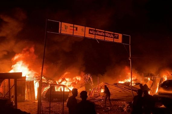 Flames Engulf Rafah Tent Camp After Israeli Airstrike Hits Displaced Palestinians