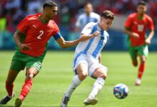 Paris 2024 Olympics Group B match: Morocco against Argentina at Geoffroy-Guichard Stadium in Saint-Etienne on July 24, 2024.