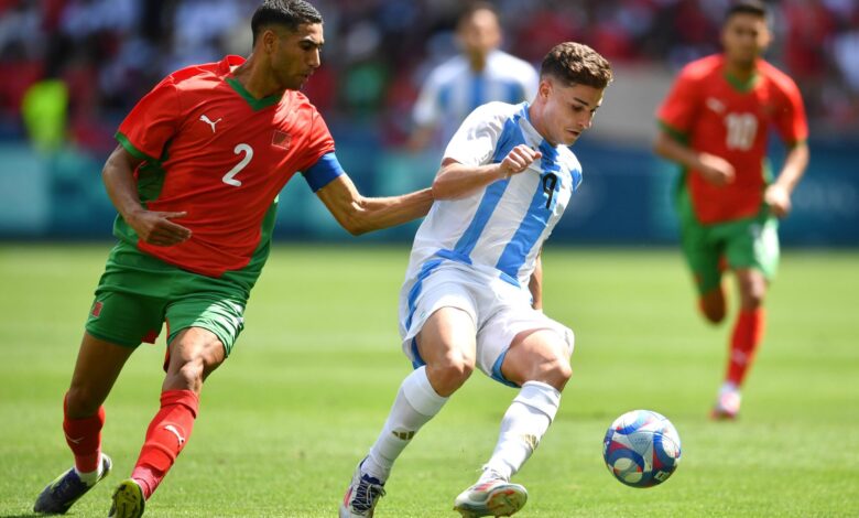 Paris 2024 Olympics Group B match: Morocco against Argentina at Geoffroy-Guichard Stadium in Saint-Etienne on July 24, 2024.