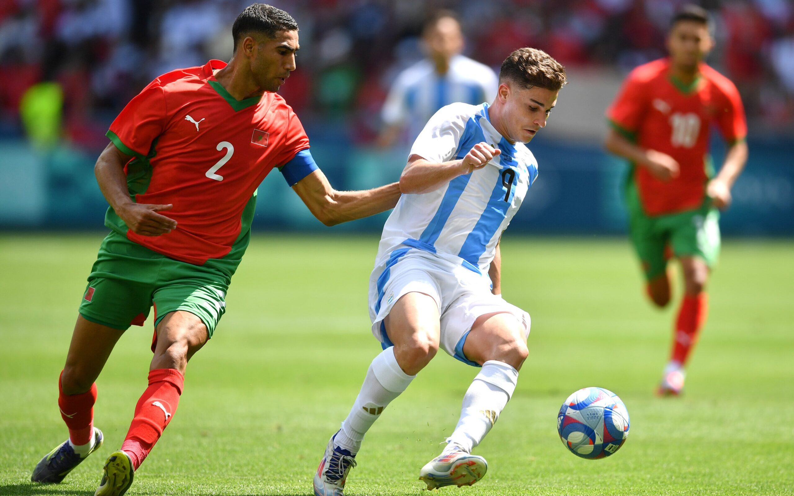 Paris 2024 Olympics Group B match: Morocco against Argentina at Geoffroy-Guichard Stadium in Saint-Etienne on July 24, 2024.