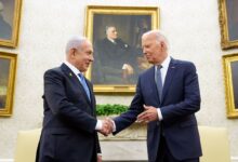 On Thursday, July 25, President Joe Biden (right) and Israeli Prime Minister Benjamin Netanyahu (left) shake hands in the Oval Office at the White House in Washington, DC. Photo by Susan Walsh/AP.