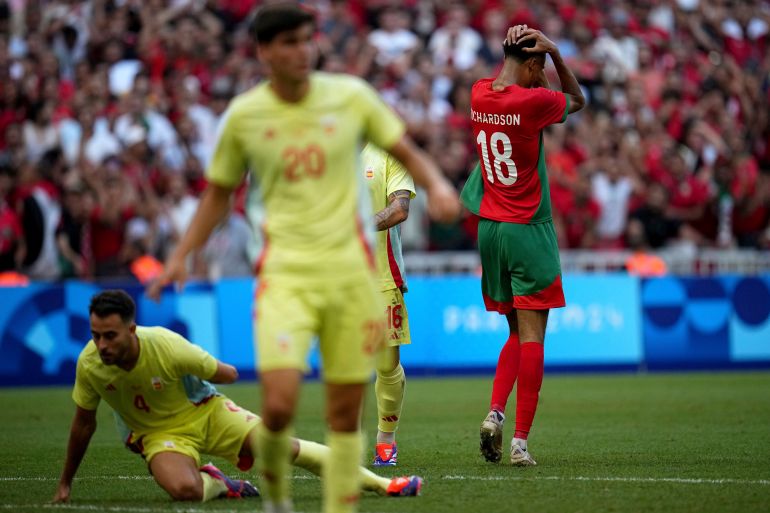 Morocco's Amir Richardson displays his frustration as yet another scoring opportunity slips away. (AP Photo)