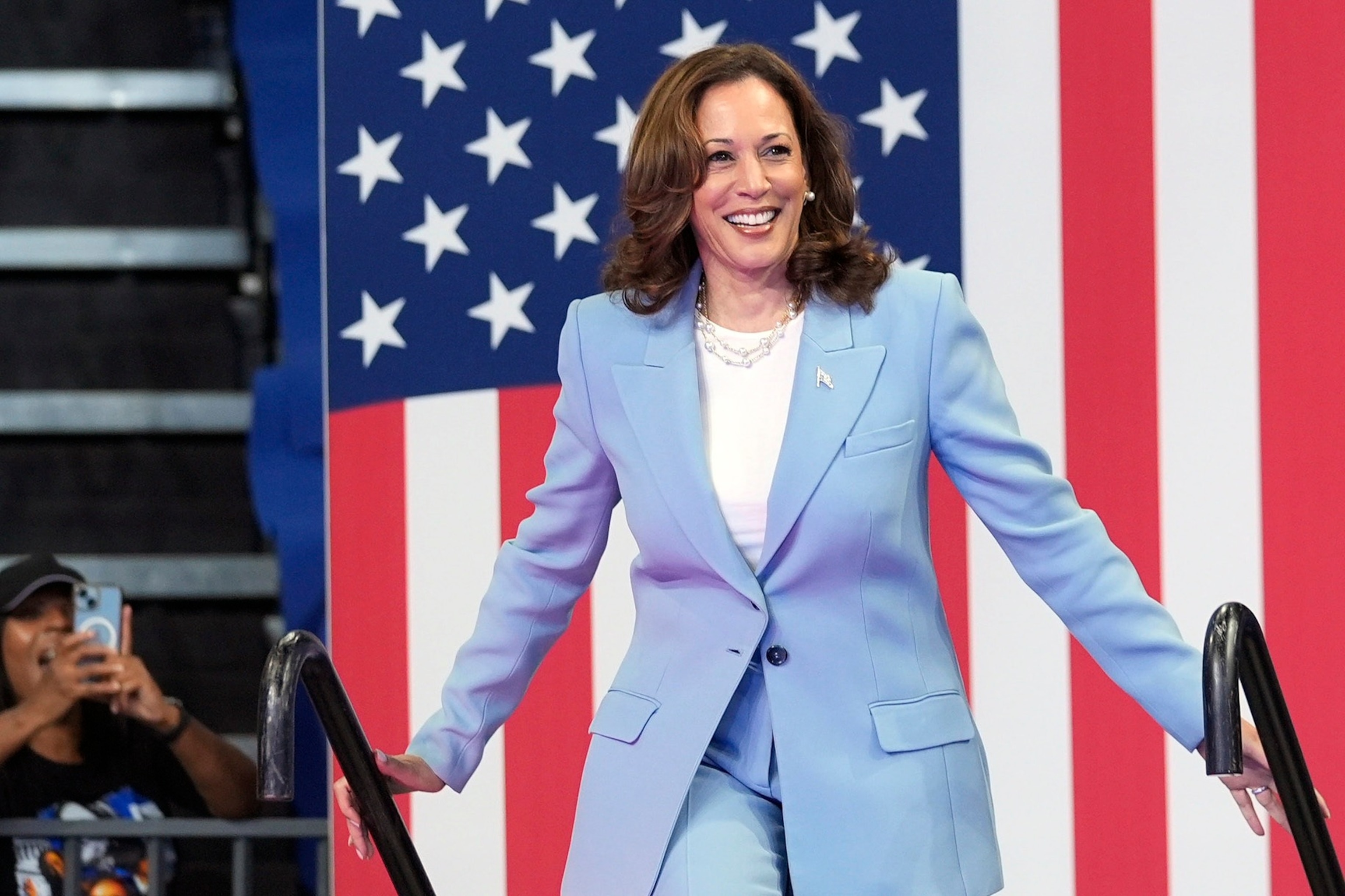 Vice President Kamala Harris addresses supporters at a campaign rally on July 30, 2024, in Atlanta. (Photo-John Bazemore/AP)