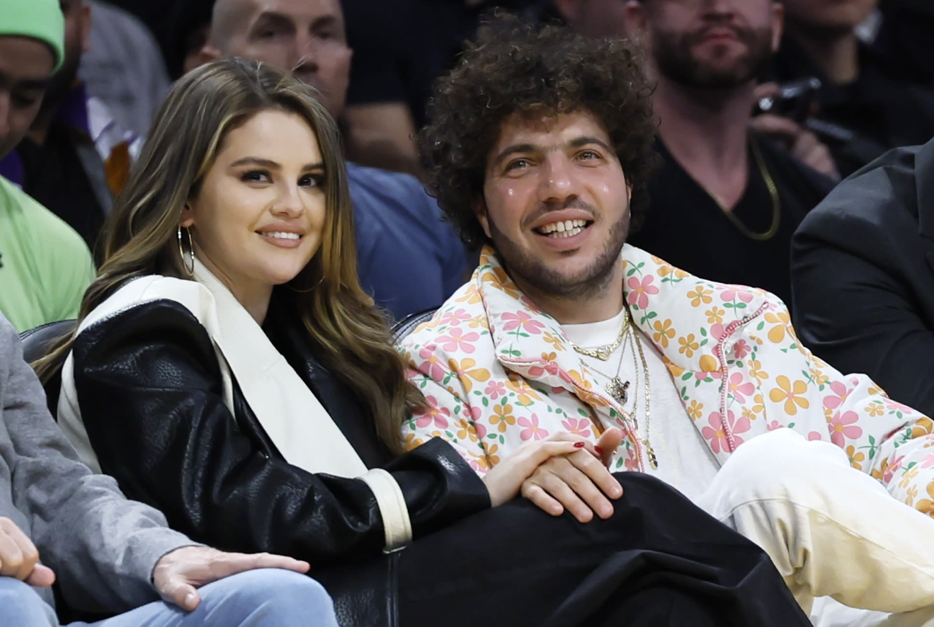 Gomez and Blanco sat courtside at a Los Angeles Lakers game, Los Angeles Times via Getty Images