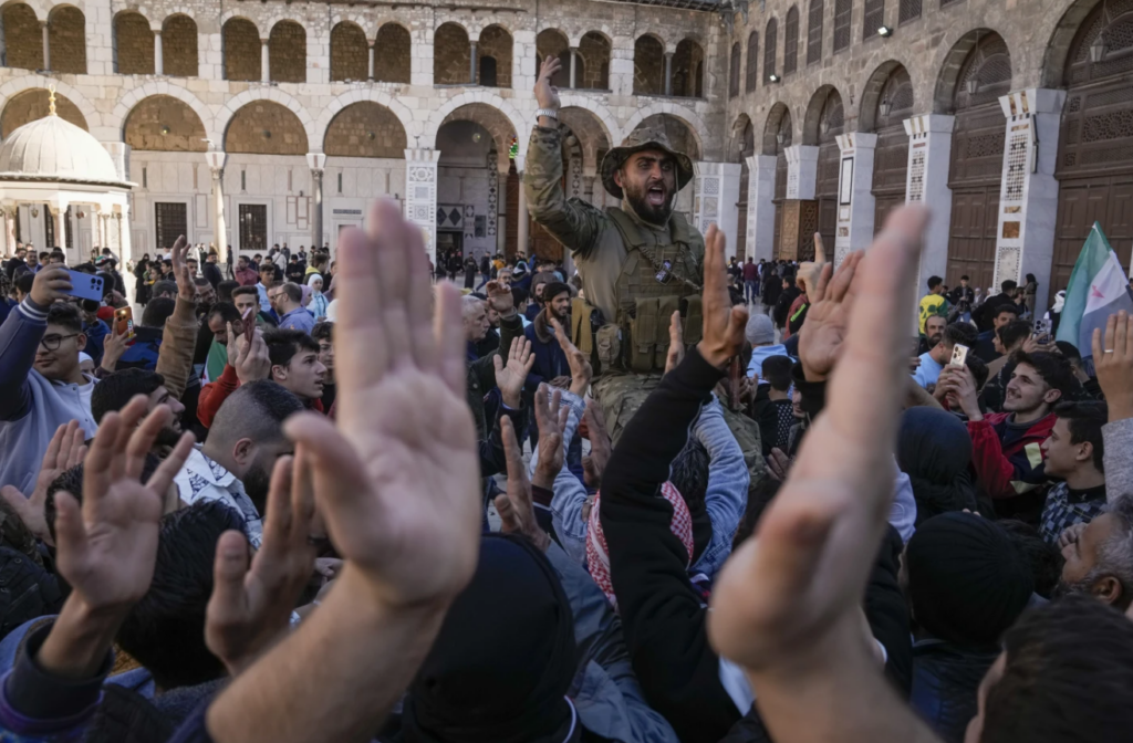 Syrians attended the first Friday prayers at the Umayyad Mosque in the Damascus old city after fighters removed Syria’s Bashar al-Assad, Damascus, Syria, Friday, Dec. 13, 2024. (AP Photo/Omar Sanadiki)