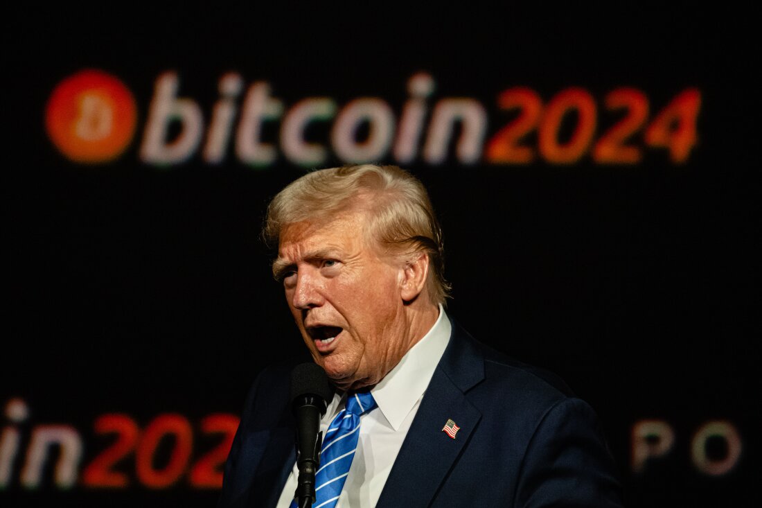 Trump delivers a keynote at the Bitcoin 2024 conference in Nashville on July 27, as Bitcoin rallies on optimism for crypto-friendly policies under his administration. (Getty Images)