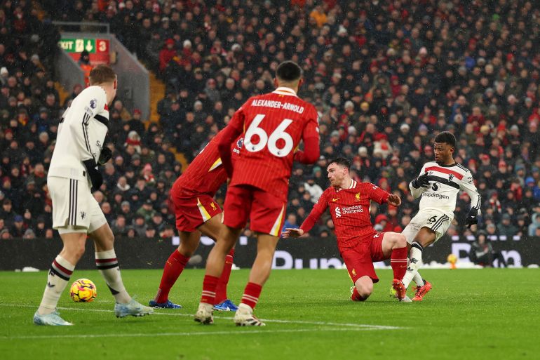 Amad Diallo of Manchester United nets the team's second goal [Carl Recine/Getty Images]