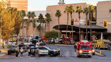 An electric vehicle exploded near Trump International Hotel's entrance in Las Vegas, police said. Source: Getty/Ethan Miller