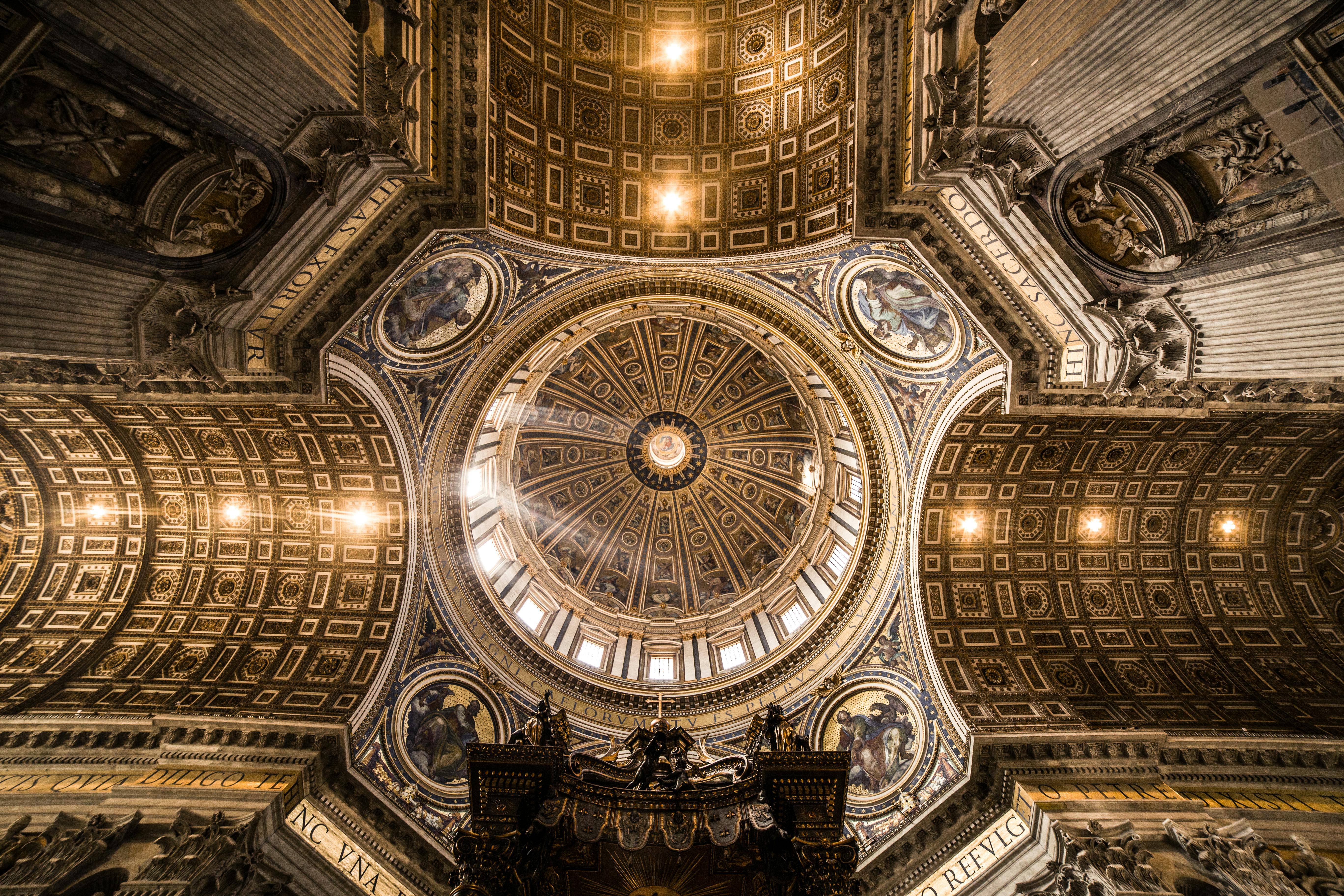 Roma, Lazio, Italy Brown Dome Ceiling Building Inside View