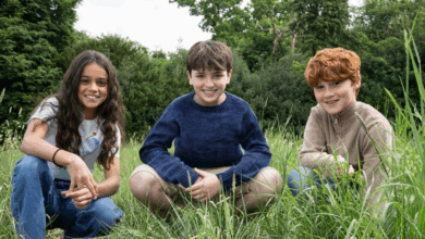 Arabella Stanton, Dominic McLaughlin, and Alastair Stout. Photo: Aidan Monaghan/HBO.