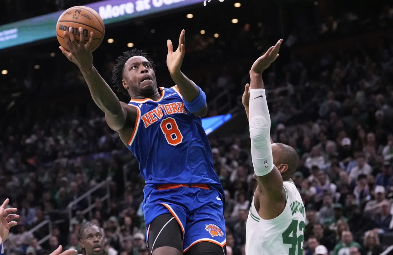 Knicks come from 20 down, beat Celtics 108-105 in OT as Bridges’ steal preserves Game 1 win