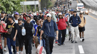 Migrants walk through Tapachula, Mexico, heading to the U.S. border on Jan. 20, 2025, President Trump’s inauguration day. AP Photo