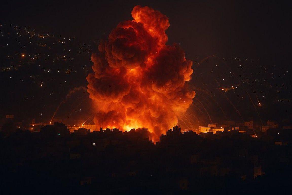 Smoke rises from destroyed residential buildings in Beirut after Israeli airstrikes that violated UN resolution 1701 and the ceasefire agreement.