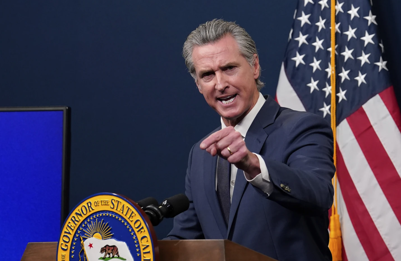 Governor Gavin Newsom unveiled his revised 2025–26 state budget during a news conference in Sacramento, Calif., on Wednesday, May 14, 2025. AP
